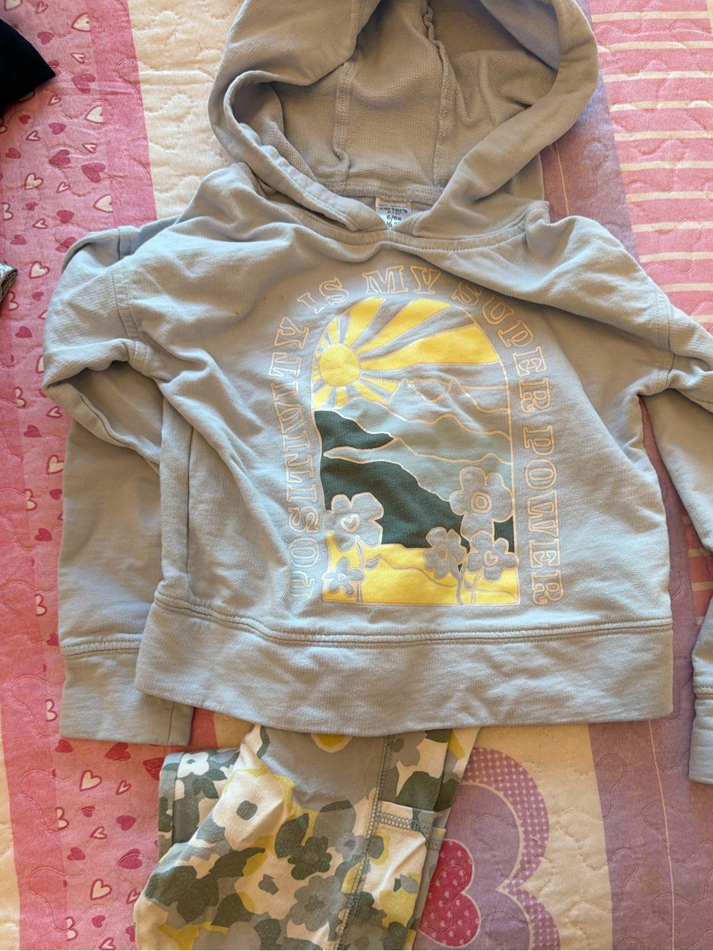 Carter's Light Blue Hoodie with Yellow Sun Graphic